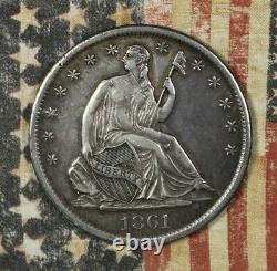 1861-s Seated Liberty Silver Half Dollar Collector Coin Free Shipping