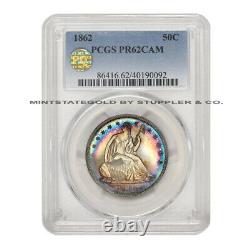 1862 50c Silver Liberty Seated PCGS PR62CAM PQ Approved Toned Half Dollar proof