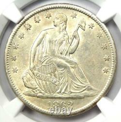 1862-S Seated Liberty Half Dollar 50C Certified NGC AU Details Rare Date