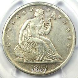 1862-S Seated Liberty Half Dollar 50C PCGS AU Details Rare Civil War Coin