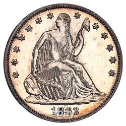 1863 50c NGC PR 63+ Civil War Era Proof Liberty Seated Half Dollar