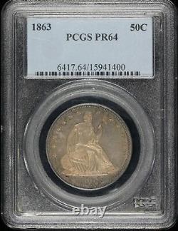 1863 50c Proof Seated Liberty Half Dollar PCGS PR 64