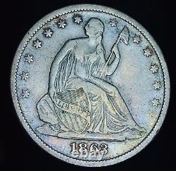 1863 S Seated Liberty Half Dollar 50C CIVIL WAR DATE 90% Silver US Coin CC18656
