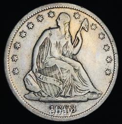 1863 S Seated Liberty Half Dollar 50C CIVIL WAR DATE Silver US Coin CC20785