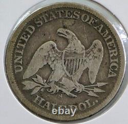 1863 S Seated Liberty Silver Half Dollar 827b