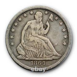 1864 S 50C Seated Liberty Half Dollar Very Fine to Extra Fine Original #8815