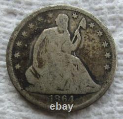 1864-S Seated Liberty Half Dollar Rare Key Civil War Date Good / VG Full Date