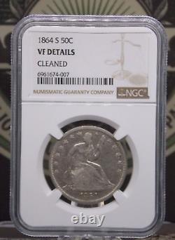 1864 S Seated Liberty SILVER Half Dollar 50c NGC VF Details #007 ECC&C, Inc