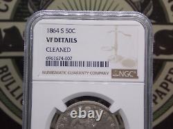 1864 S Seated Liberty SILVER Half Dollar 50c NGC VF Details #007 ECC&C, Inc