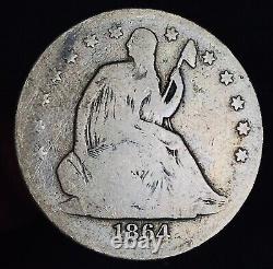 1864 Seated Liberty Half Dollar 50C Civil War Date Good Silver US Coin CC13411