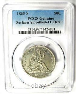 1865-S Seated Liberty Half Dollar 50C Certified PCGS AU Details Rare Date