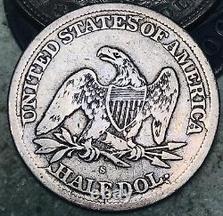 1865 S Seated Liberty Half Dollar 50C REVERSE CUD ERRORS Silver US Coin CC17538