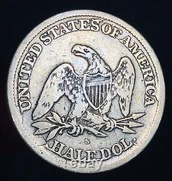 1865 S Seated Liberty Half Dollar 50C REVERSE CUD ERRORS Silver US Coin CC17538