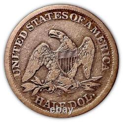 1865-S Seated Liberty Half Dollar Very Fine VF Coin #1002