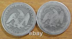 1865-S US Seated Liberty Half Dollar 50c, Scarce Date AND 1871-S HALF DOLLAR