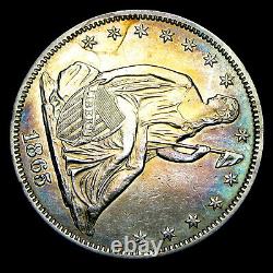1865 Seated Liberty Half Dollar Silver - Stunning Detail Rare Coin - #IK070