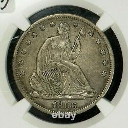 1866 LIBERTY SEATED HALF DOLLAR with motto NGC XF40 extra fine