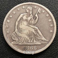 1866 Seated Liberty Half Dollar 50c High Grade VF XF #16743