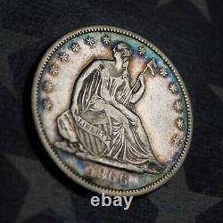1866 Seated Liberty Silver Half Dollar Collector Coin Free Shipping
