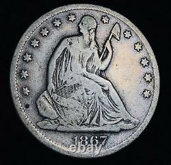 1867 S Seated Liberty Half Dollar 50C Post Civil War Good Silver US Coin CC8718