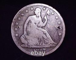 1867 S Seated Liberty Half Dollar V-4 Very Low Mintage of 1,196,000 # S217