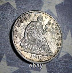 1867 Seated Liberty Silver Half Dollar Collector Coin Free Shipping