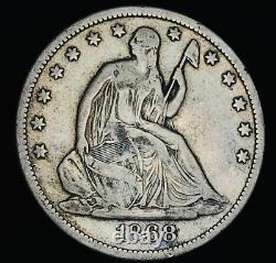 1868 S Seated Liberty Half Dollar 50C Ungraded 90% Silver US Coin CC19926