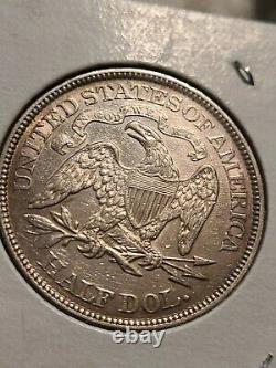 1869 P Seated Half Dollar AU + NEAR UNC
