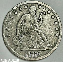 1869-S 50C Liberty Seated Half Dollar, Harder Date! Nice Details
