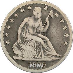 1869 Seated Liberty Half Dollar 50C, Fine F