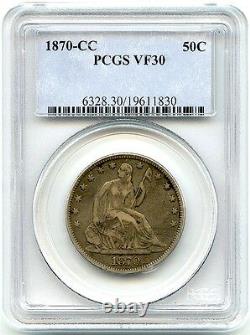 1870-CC Liberty Seated Silver Half Dollar, PCGS XF-30, Affordable Great CC Coin