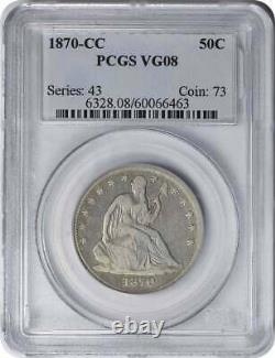 1870-CC Liberty Seated Silver Half Dollar VG08 PCGS
