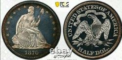 1870 Pr64 Seated Liberty Half Dollar. Hard Date/ Proof With Unbelievable Cameo