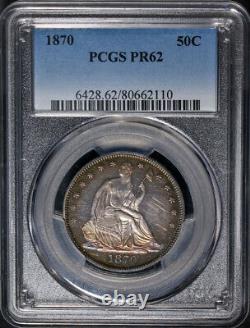 1870 Seated Half Dollar Proof PCGS PR62 Great Eye Appeal Strong Strike