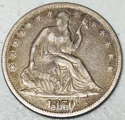 1870 Seated Liberty Half Dollar 50C High Grade Choice 90% Silver US Coin CC21070