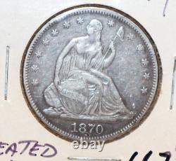 1870 US Seted Liberty Half 50c XF