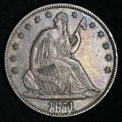 1871 Seated Liberty Silver Half Dollar CHOICE AU FREE SHIPPING E186 QCEM