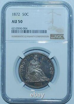 1872 P NGC AU50 Seated Liberty Half Dollar