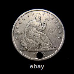 1872 S Liberty Seated Silver Half Dollar XF EF Details Holed Coin 50c