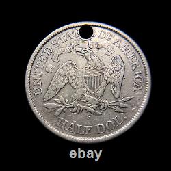 1872 S Liberty Seated Silver Half Dollar XF EF Details Holed Coin 50c