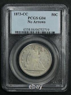 1873 CC No Arrows Carson City Seated Liberty Silver Half Dollar PCGS G 04
