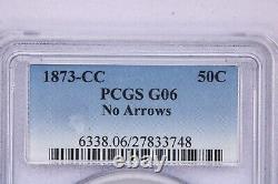 1873-CC Seated Liberty Half Dollar 50c PCGS G06 No Arrows