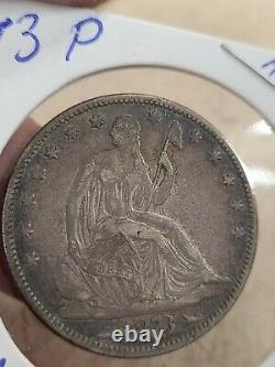 1873 P Seated Liberty Half Dollar Silver xf good toning original patina