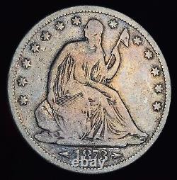 1873 Seated Liberty Half Dollar 50C ARROWS Ungraded 90% Silver US Coin CC13942