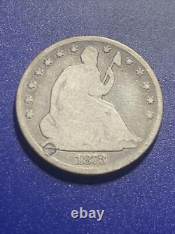 1873 Seated Liberty Half Dollar 50C Closed 3 Silver US Coin