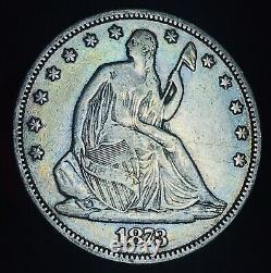 1873 Seated Liberty Half Dollar 50C NO Arrows CHOICE Silver US Coin CC16662