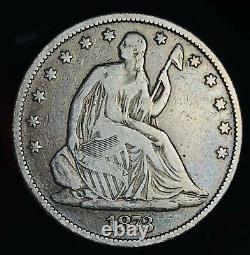 1873 Seated Liberty Half Dollar 50C NO Arrows Choice 90% Silver US Coin CC12440