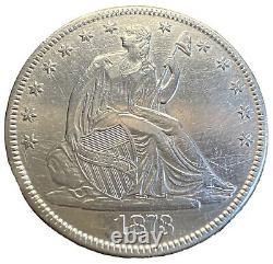 1873 Seated Liberty Half Dollar, Closed 3, XF/AU Details Tough Date LOW SURVIVAL