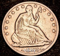 1873 Seated Liberty Half Dollar Rare DDO Mint Error FS-1101 WB-109 Quad Stripes