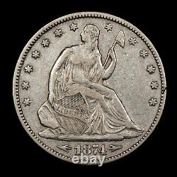 1874 50c Seated Liberty Silver Half Dollar Some Luster XF SKU-H2965